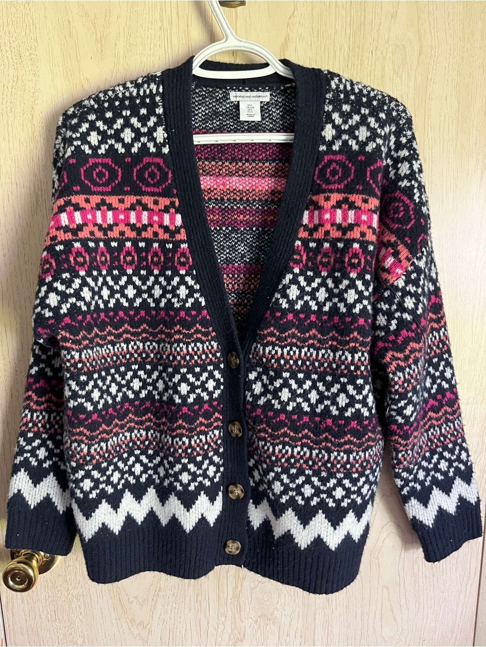 Cupcakes & Cashmere Faire Isle Soft Cardigan Sz Large